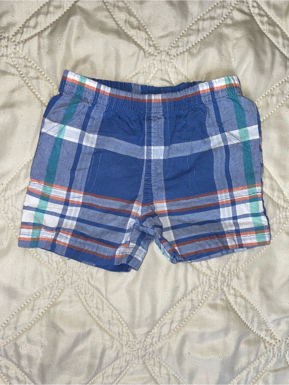 Carter's Blue Plaid Elastic-Waist Shorts